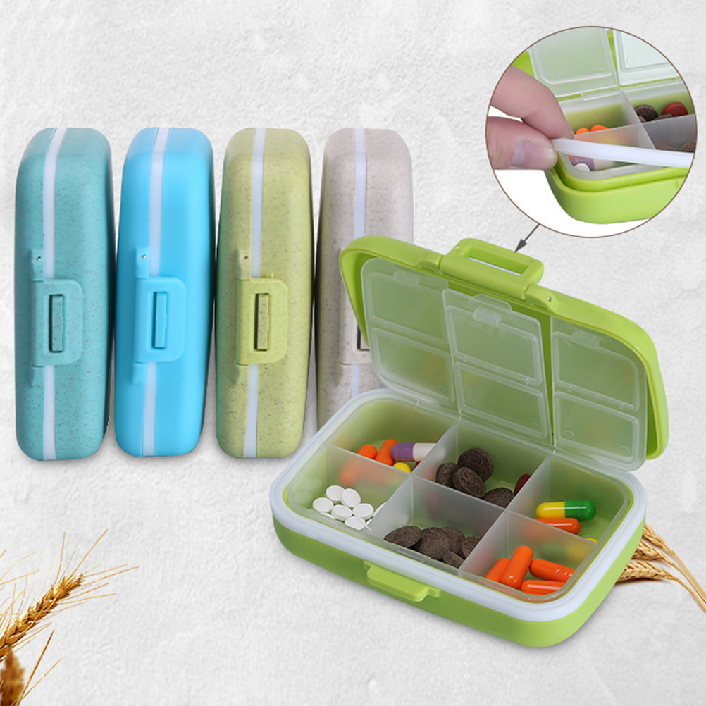Biodegradable Eco Case - Six Compartment Portable Pill Box Organizer