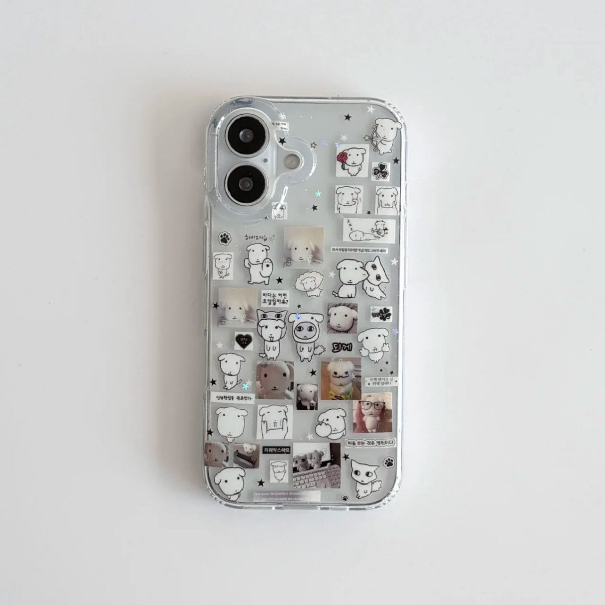 Phone Cases Kawaii - Kawaii Puppy Illustration Glitter Phone Case