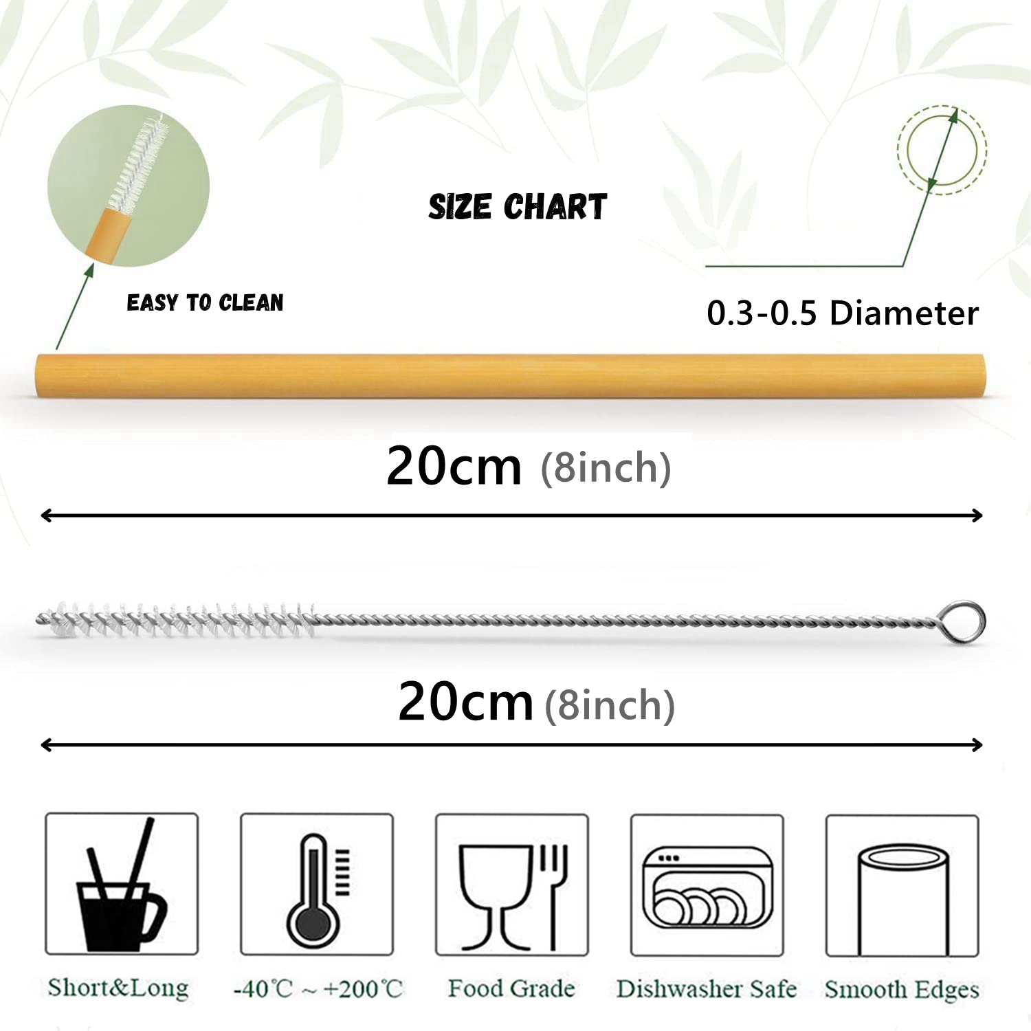 10Pcs Natural Bamboo Straw Reu - Biodegradable Eco Case recension och pris