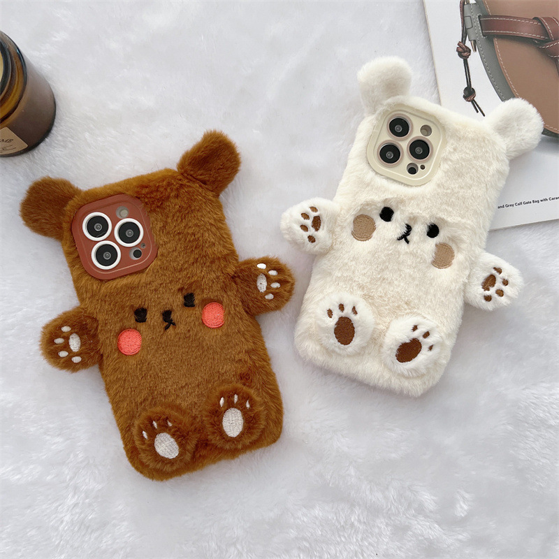 Korean 3D Cartoon Bear Fluffy  - Phone Cases Korean recension och pris