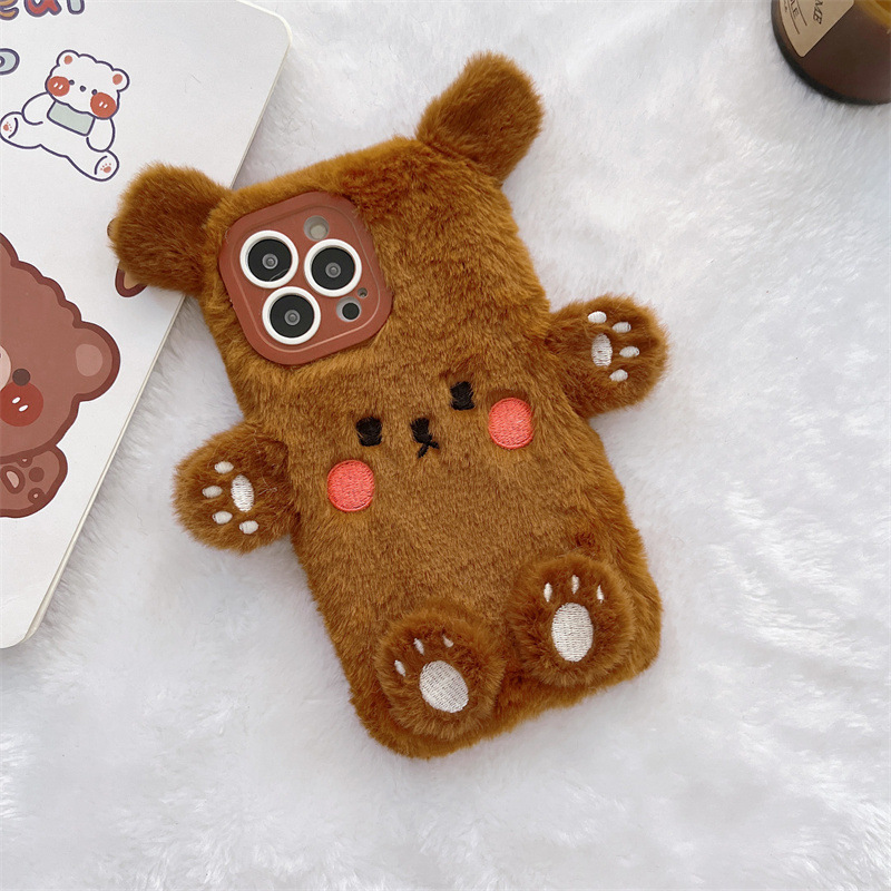 Korean 3D Cartoon Bear Fluffy  - Phone Cases Korean recension och pris