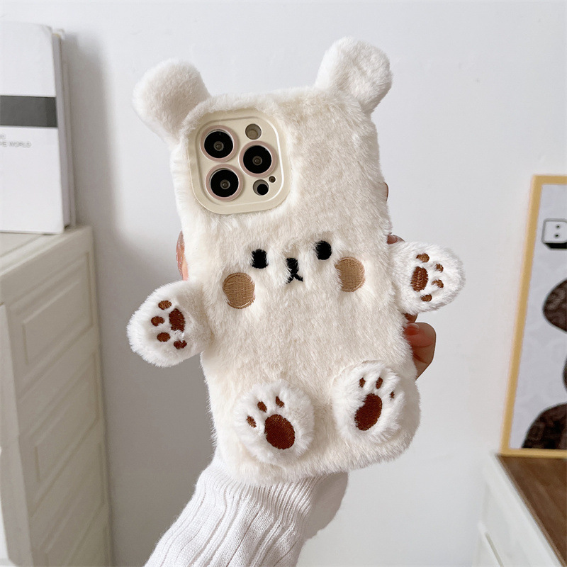 Korean 3D Cartoon Bear Fluffy  - Phone Cases Korean recension och pris