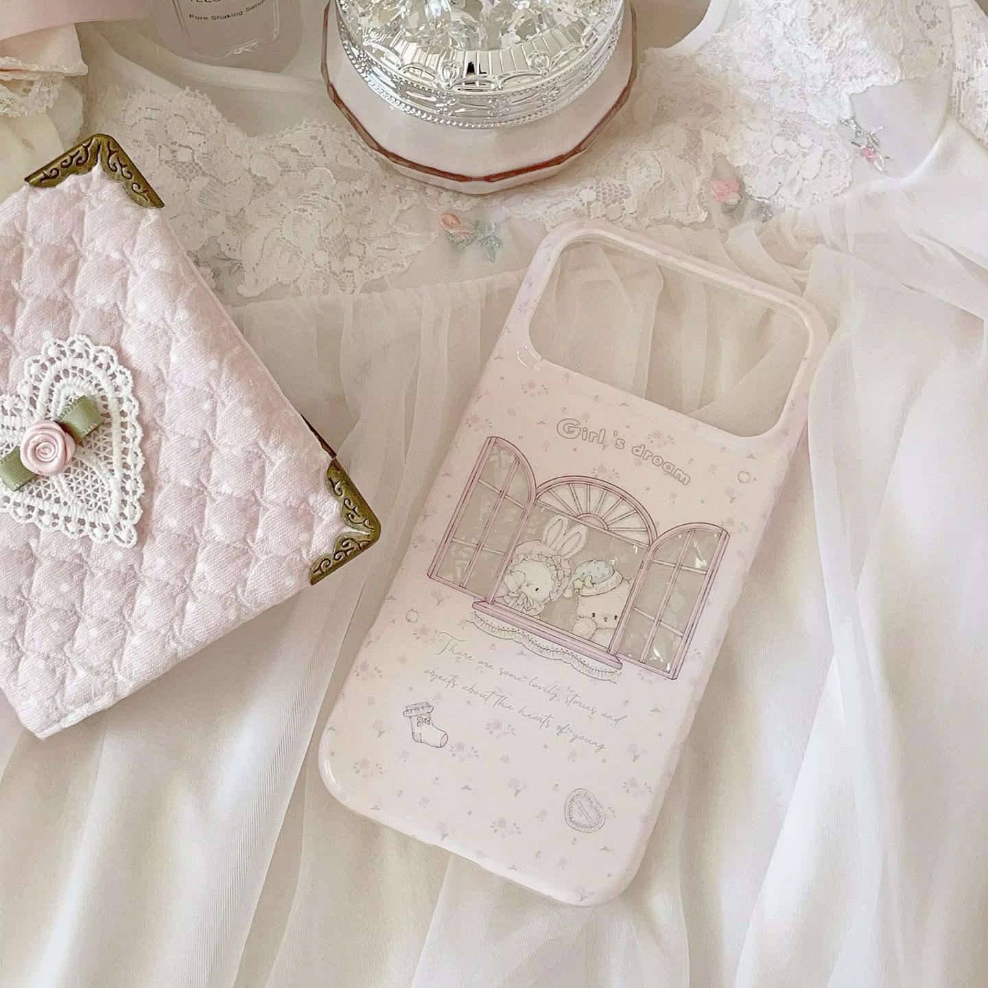 Kawaii Bunny Bear Floral Pink  - Phone Cases Kawaii recension och pris