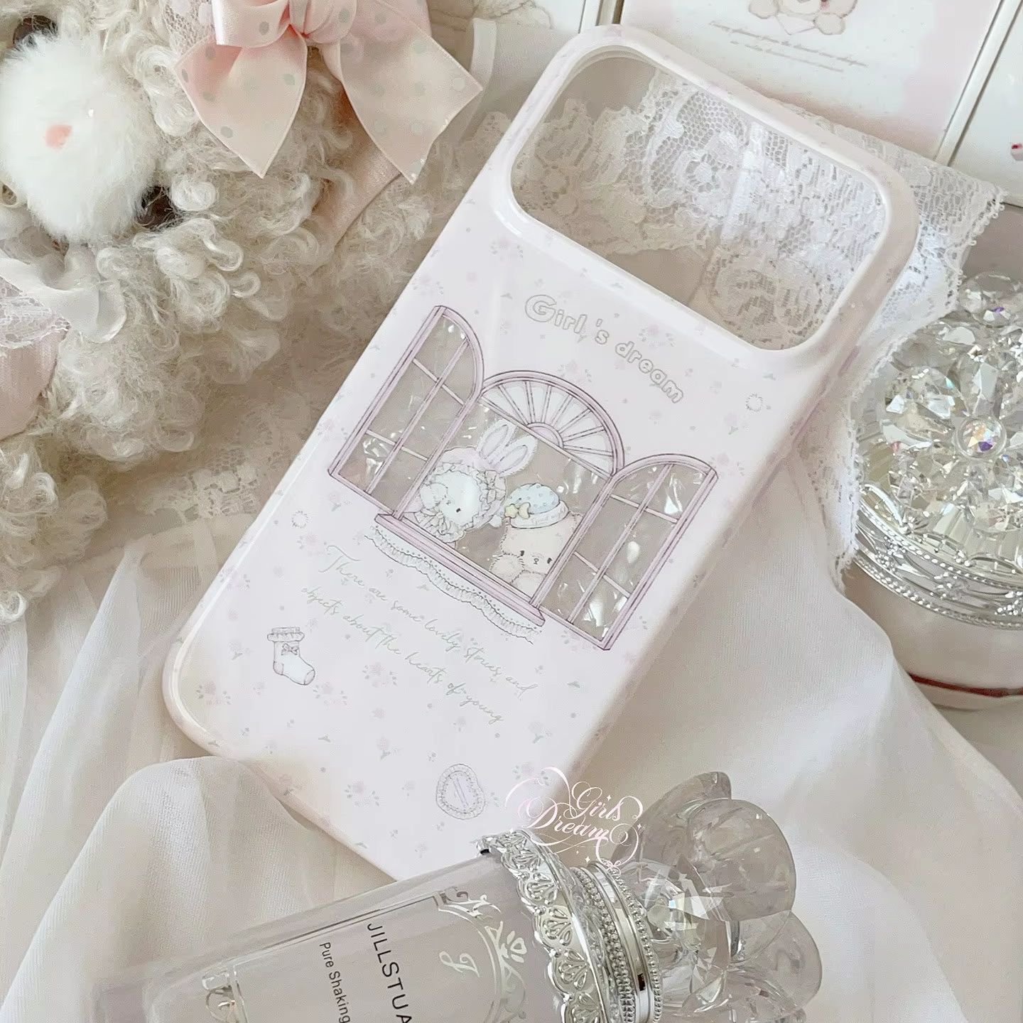 Kawaii Bunny Bear Floral Pink  - Phone Cases Kawaii recension och pris