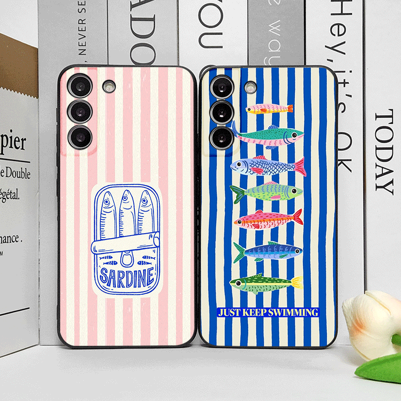 Cute Striped Pattern Sardines  - Phone Cases Cute recension och pris