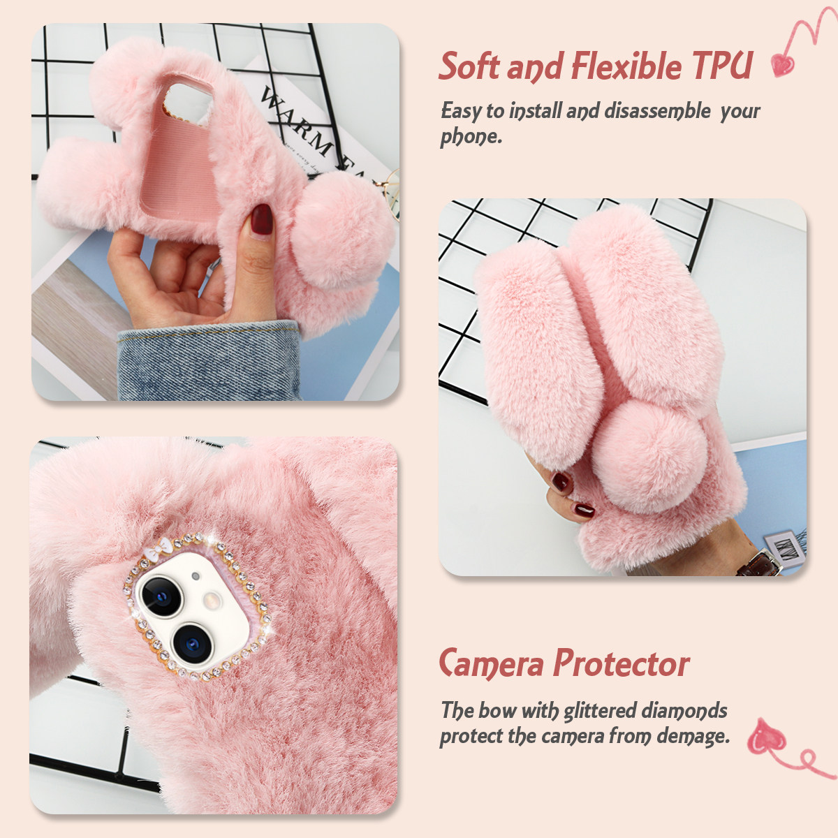 12 Mini 5.4 Inch Bunny Ear Pho - Phone Cases Cute recension och pris