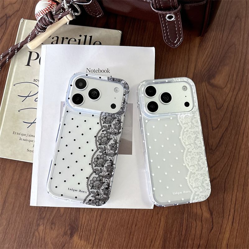 Ins Polka Dots Lace White Blac - Phone Cases Kawaii recension och pris