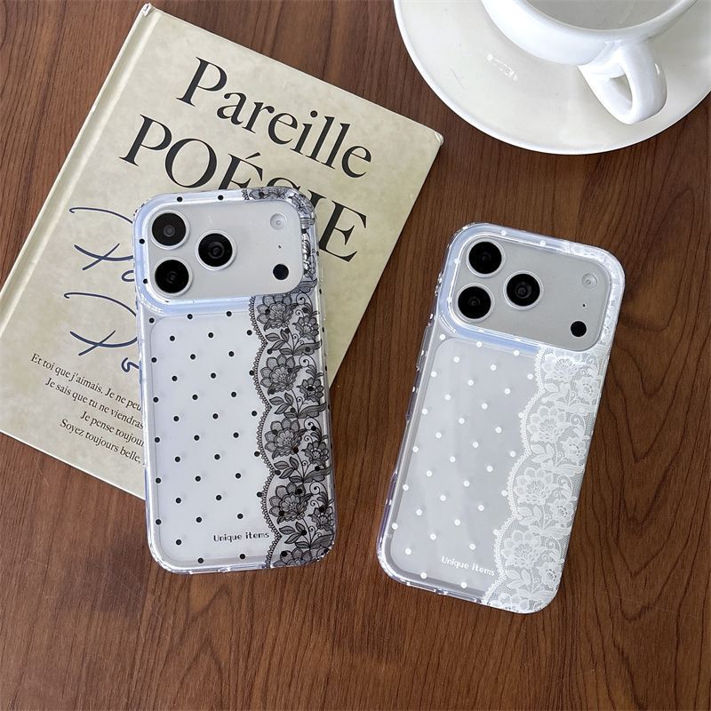 Ins Polka Dots Lace White Blac - Phone Cases Kawaii recension och pris