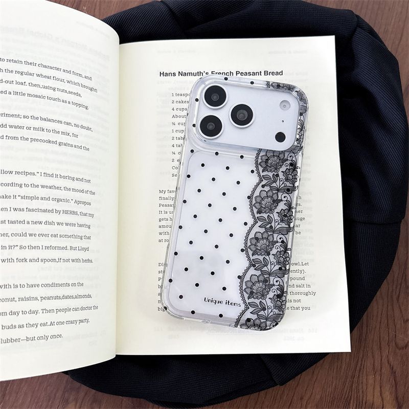 Ins Polka Dots Lace White Blac - Phone Cases Kawaii recension och pris
