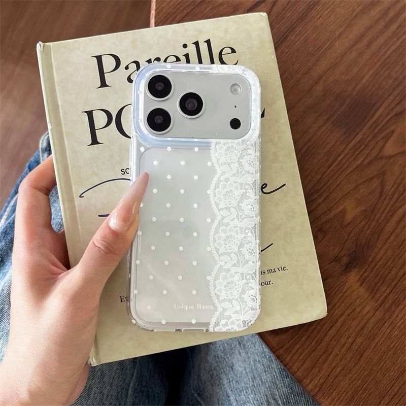 Ins Polka Dots Lace White Blac - Phone Cases Kawaii recension och pris
