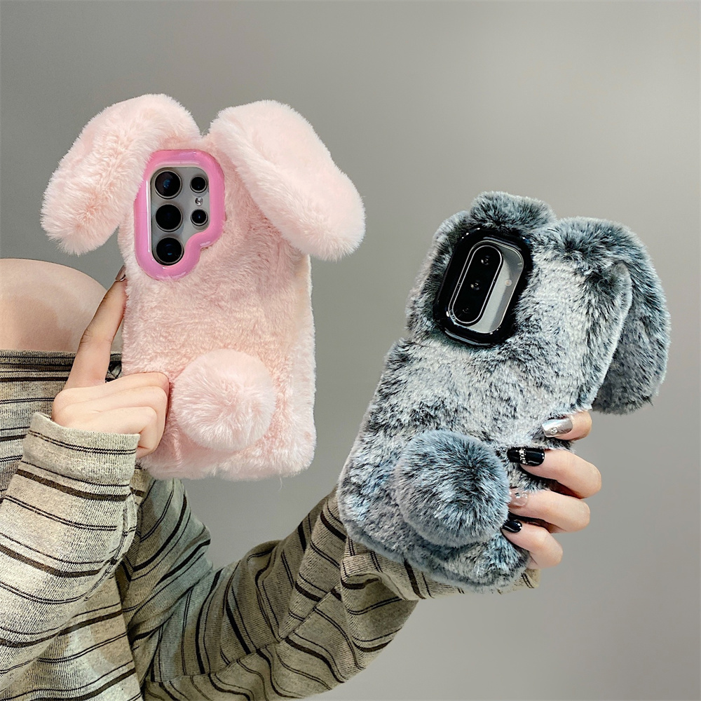 Cute Rabbit Ears Fluffy Stand  - Phone Cases Cute recension och pris